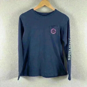 Vineyard Vines Navy Graphic Cotton Long Sleeve TShirt Womens XS